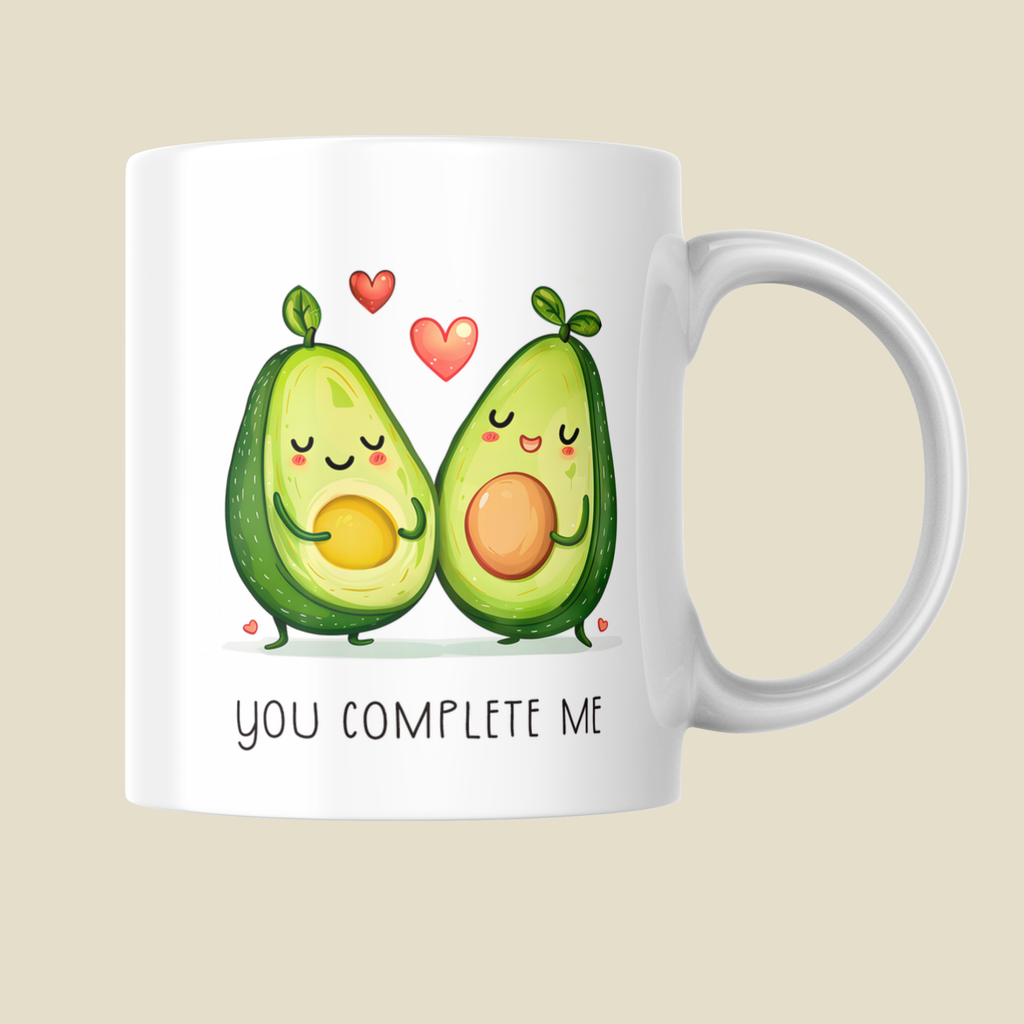 You Complete Me Avocado Mug - Cute Couple Coffee Cup | Romantic Gift