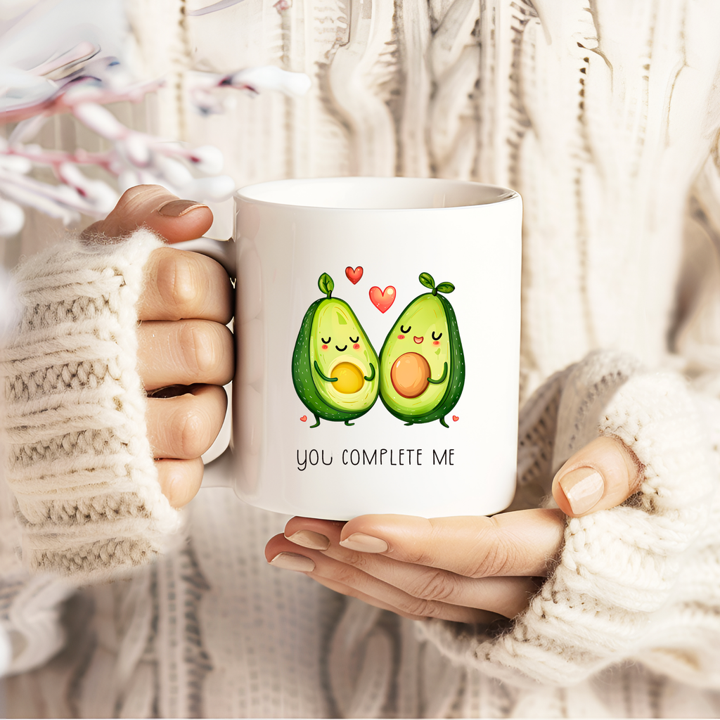 You Complete Me Avocado Mug - Cute Couple Coffee Cup | Romantic Gift