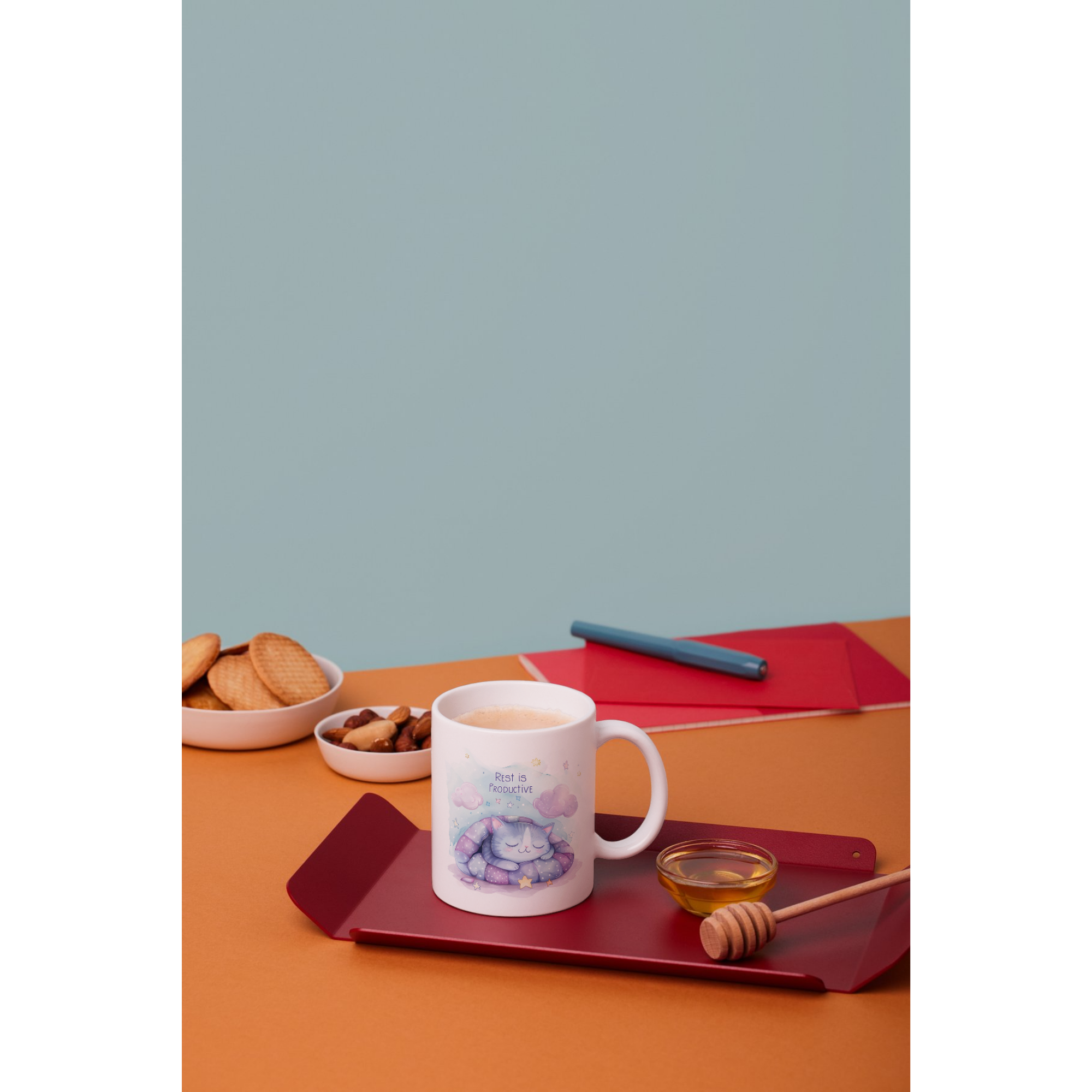 Cozy Cat “Rest Is Productive” Ceramic Mug