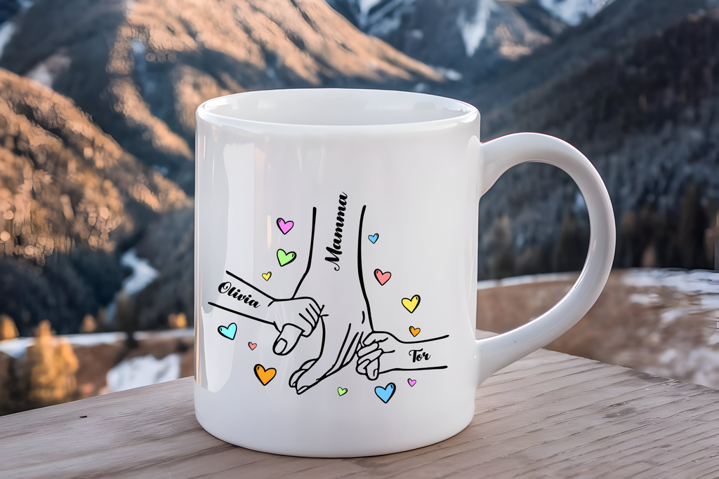 Personalized Mom Mug - Custom Children Names with Hearts