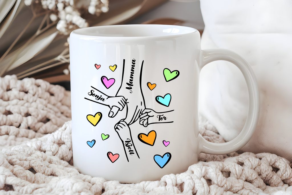 Personalized Mom Mug - Custom Children Names with Hearts