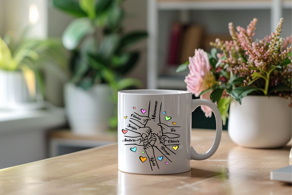 Personalized Mom Mug - Custom Children Names with Hearts