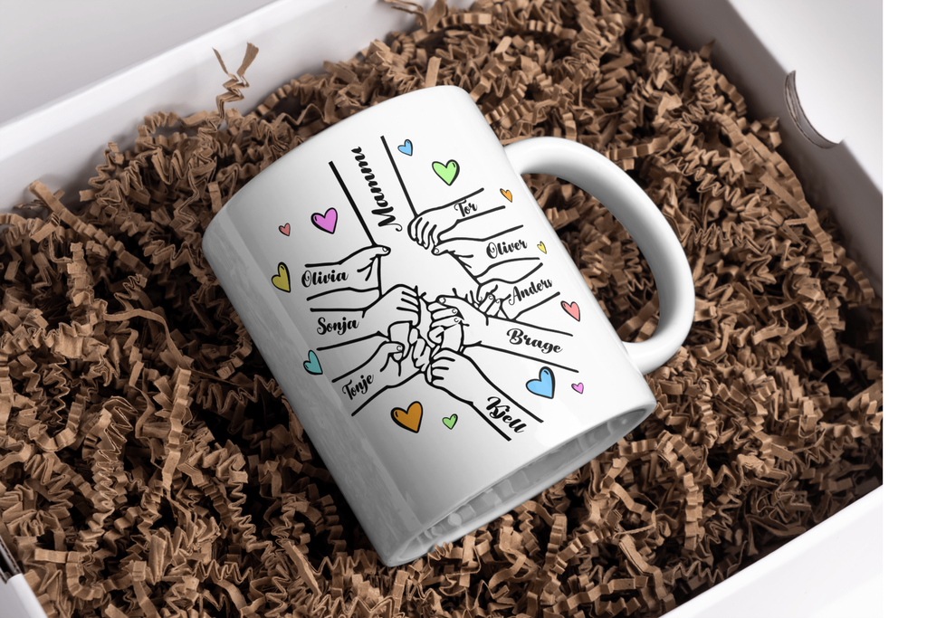 Personalized Mom Mug - Custom Children Names with Hearts