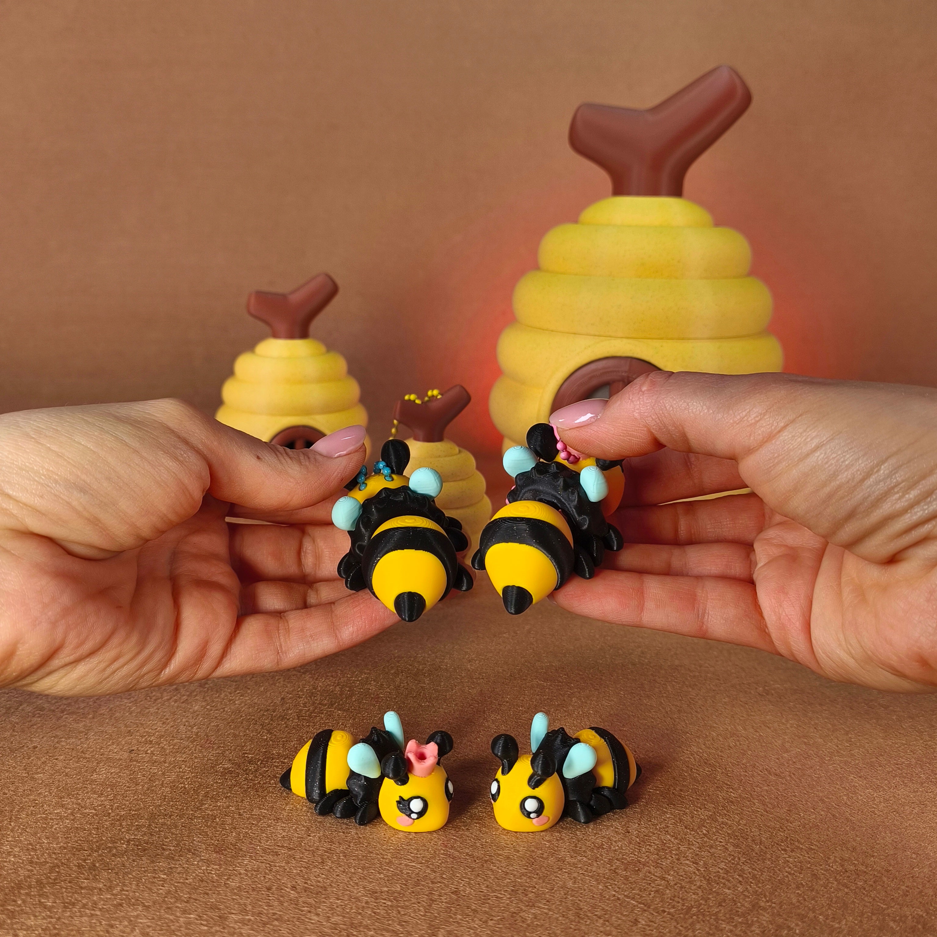 Bee & Beehive Friends – Handmade Cute Figurines & Keychains