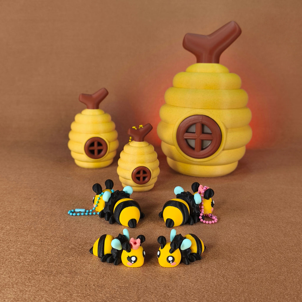 Bee & Beehive Friends – Handmade Cute Figurines & Keychains