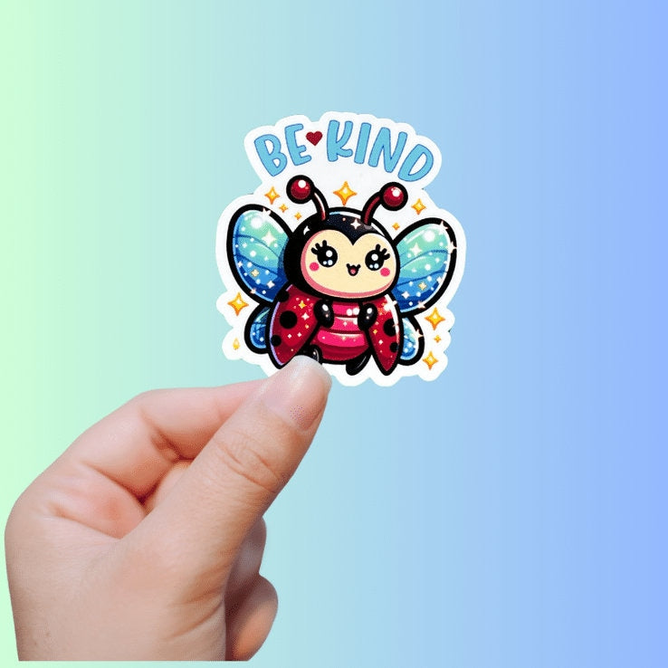 Bubbles — Kawaii Ladybug Sticker | Be Kind | Water-Resistant