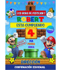 Invitacion Cumpleanos Mario Bros Imprimible | Editable en Canva | Descarga Digital