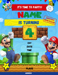 Mario Birthday Invitation Printable | Editable Kids Party Invite | Digital Download
