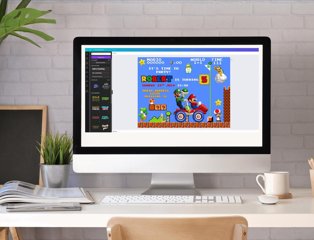 Super Mario Birthday Invitation | Editable Canva Template (Digital Download)